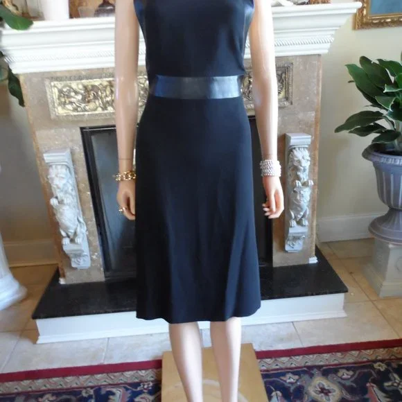 Gucci Black 100% Silk Dress with Lamb Leather Trim Size IT 42 - US 6 - Picture 7 of 16